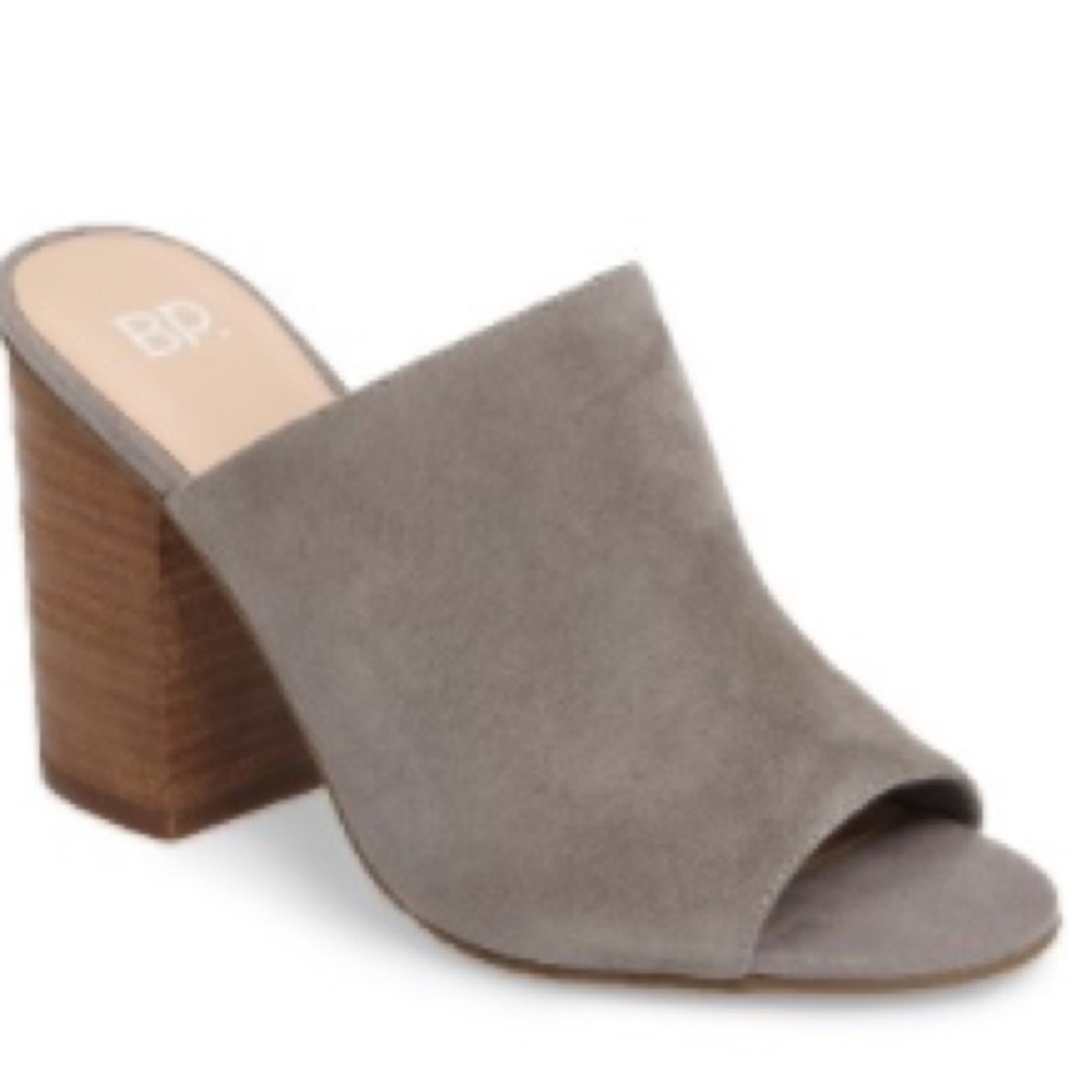 None West chunky block suede heels size 7.5 open toe mule